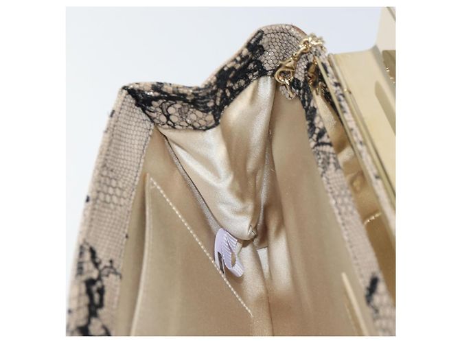 Borsa a Spalla in Pelle Jimmy Choo Chain Beige Nera Auth BA8789 Nero - vista 18