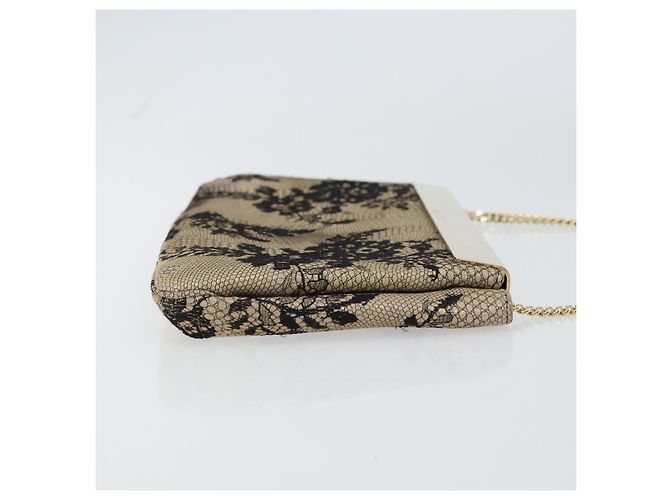 Borsa a Spalla in Pelle Jimmy Choo Chain Beige Nera Auth BA8789 Nero - vista 4