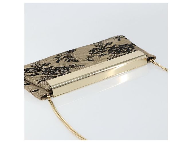Borsa a Spalla in Pelle Jimmy Choo Chain Beige Nera Auth BA8789 Nero - vista 6