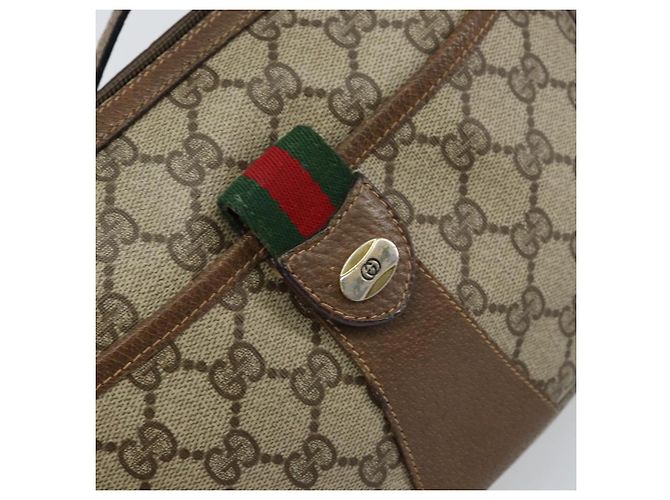 Borsa Sherry Line GG Supreme Web di GUCCI in PVC beige e oro 89 02 032 Auth BA8907 D'oro - vista 14