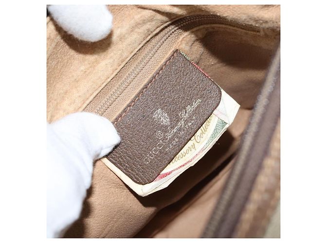 Borsa Sherry Line GG Supreme Web di GUCCI in PVC beige e oro 89 02 032 Auth BA8907 D'oro - vista 16