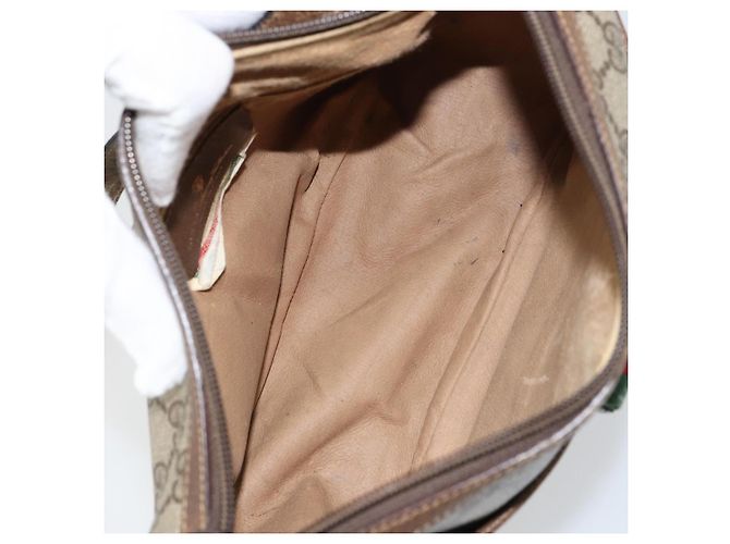 Borsa Sherry Line GG Supreme Web di GUCCI in PVC beige e oro 89 02 032 Auth BA8907 D'oro - vista 17