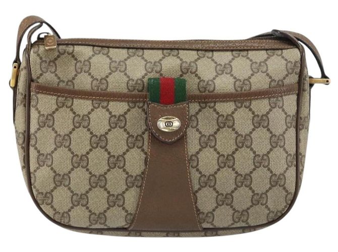 Borsa Sherry Line GG Supreme Web di GUCCI in PVC beige e oro 89 02 032 Auth BA8907 D'oro - vista 2