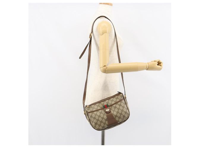Borsa Sherry Line GG Supreme Web di GUCCI in PVC beige e oro 89 02 032 Auth BA8907 D'oro - vista 24
