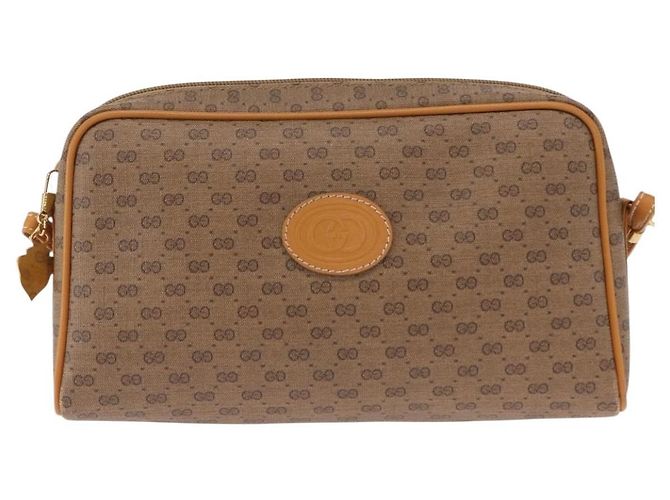 Gucci Borsa a Spalla Micro GG Supreme PVC Beige Oro 007 1112 63 Auth BA8906 D'oro - vista 2