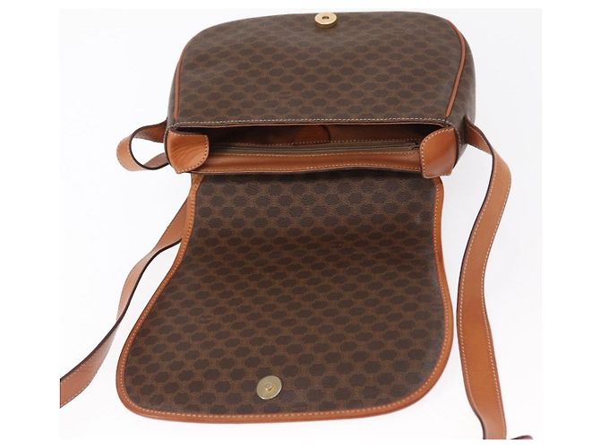 Céline Borsa a Spalla in Tela Macadam CELINE in Pelle PVC Marrone Oro Auth 151753 D'oro - vista 10