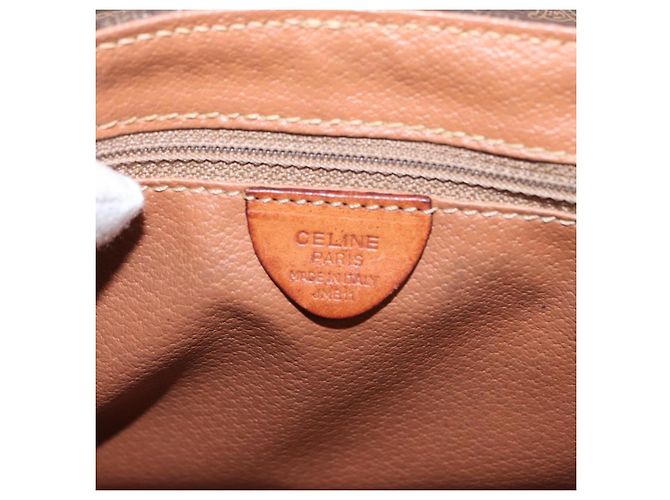 Céline Borsa a Spalla in Tela Macadam CELINE in Pelle PVC Marrone Oro Auth 151753 D'oro - vista 12