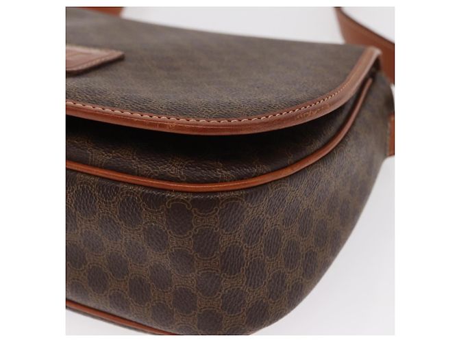 Céline Borsa a Spalla in Tela Macadam CELINE in Pelle PVC Marrone Oro Auth 151753 D'oro - vista 14