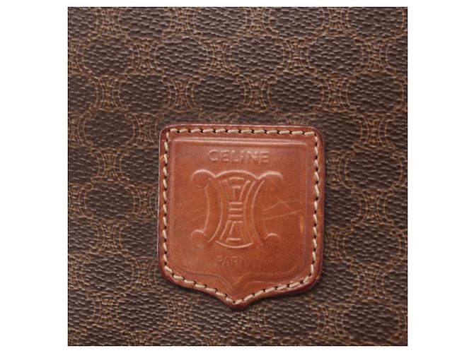 Céline Borsa a Spalla in Tela Macadam CELINE in Pelle PVC Marrone Oro Auth 151753 D'oro - vista 17