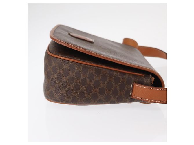 Céline Borsa a Spalla in Tela Macadam CELINE in Pelle PVC Marrone Oro Auth 151753 D'oro - vista 3