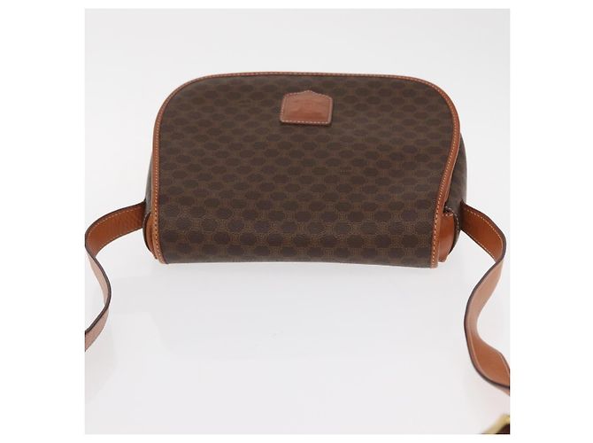 Céline Borsa a Spalla in Tela Macadam CELINE in Pelle PVC Marrone Oro Auth 151753 D'oro - vista 6