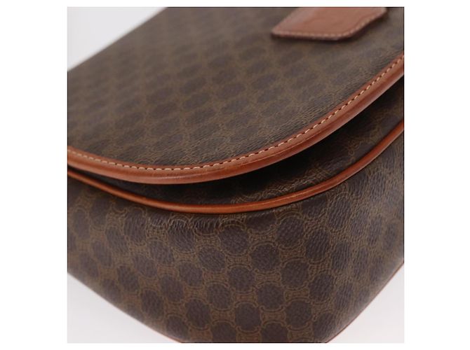 Céline Borsa a Spalla in Tela Macadam CELINE in Pelle PVC Marrone Oro Auth 151753 D'oro - vista 9