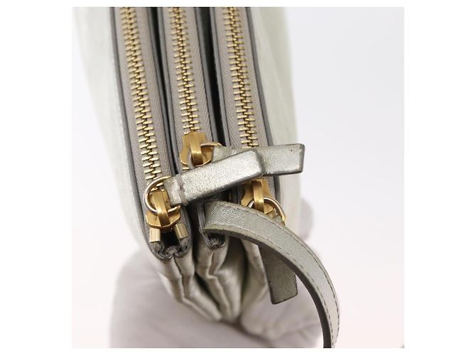 Céline Borsa a Spalla Trio Grande in Pelle Argento Oro Auth ka553 D'oro - vista 10