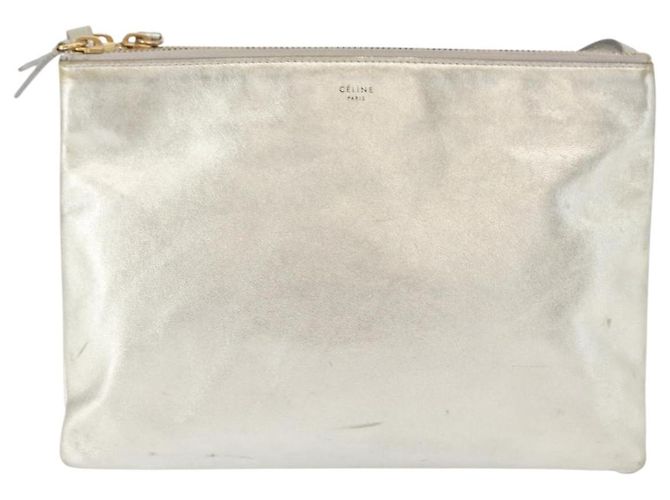 Céline Borsa a Spalla Trio Grande in Pelle Argento Oro Auth ka553 D'oro - vista 13