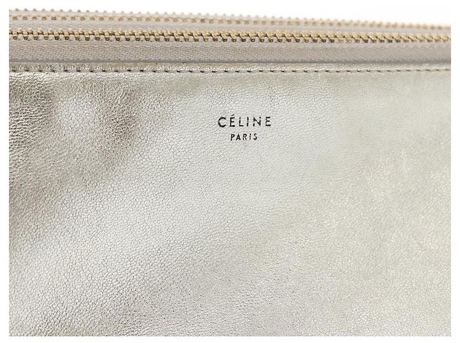 Céline Borsa a Spalla Trio Grande in Pelle Argento Oro Auth ka553 D'oro - vista 18