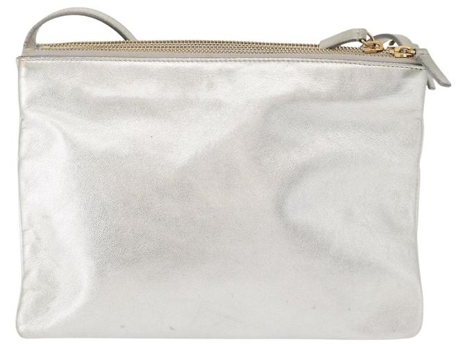 Céline Borsa a Spalla Trio Grande in Pelle Argento Oro Auth ka553 D'oro - vista 2