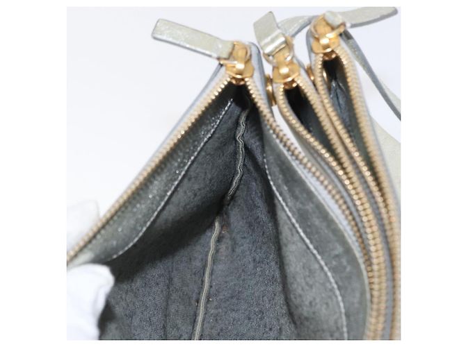 Céline Borsa a Spalla Trio Grande in Pelle Argento Oro Auth ka553 D'oro - vista 20