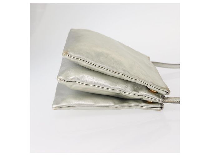 Céline Borsa a Spalla Trio Grande in Pelle Argento Oro Auth ka553 D'oro - vista 3