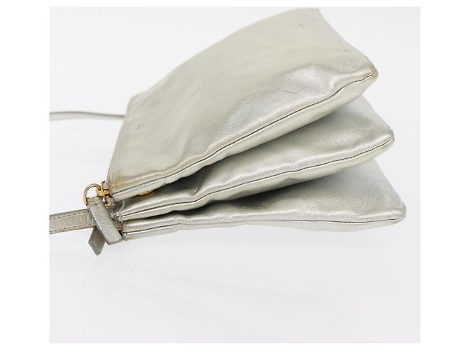 Céline Borsa a Spalla Trio Grande in Pelle Argento Oro Auth ka553 D'oro - vista 4