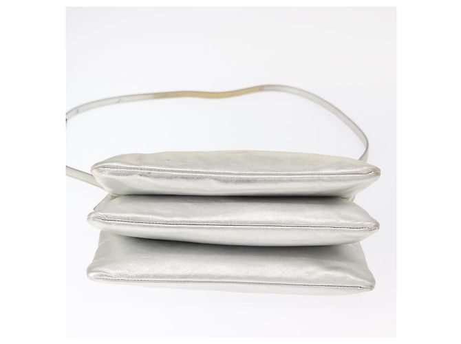 Céline Borsa a Spalla Trio Grande in Pelle Argento Oro Auth ka553 D'oro - vista 5