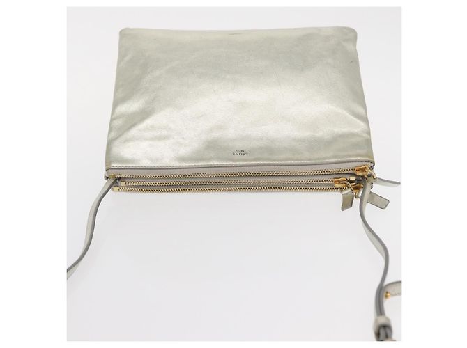 Céline Borsa a Spalla Trio Grande in Pelle Argento Oro Auth ka553 D'oro - vista 6
