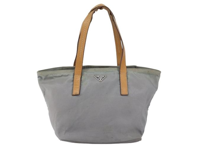 PRADA Borsa a mano in nylon grigio argento Auth bs31370 Marrone - vista 13
