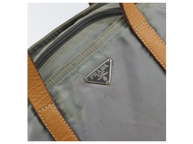 PRADA Borsa a mano in nylon grigio argento Auth bs31370 Marrone - vista 17