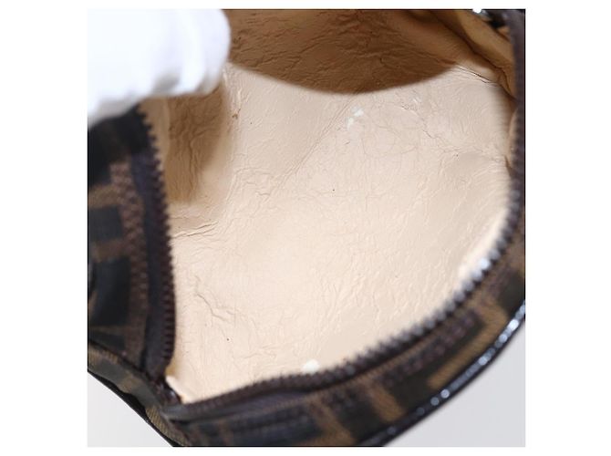 Borsa a mano in tela Zucca FENDI Nera Marrone Auth 154968 Nero - vista 10
