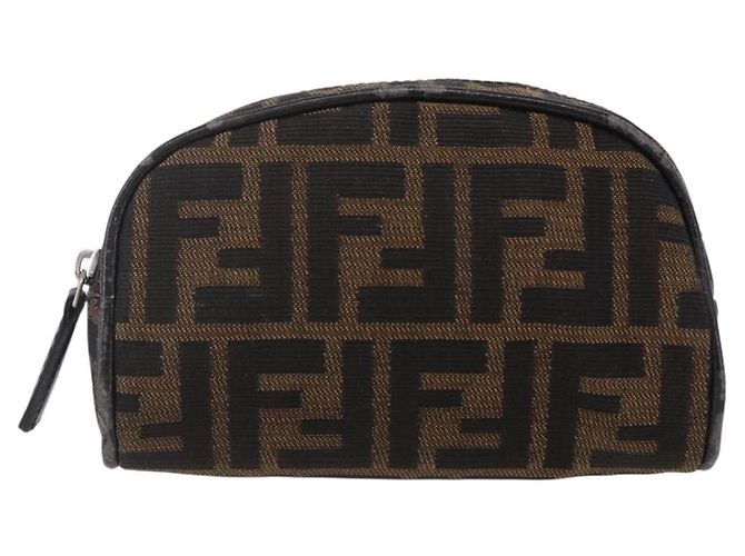 Borsa a mano in tela Zucca FENDI Nera Marrone Auth 154968 Nero - vista 13