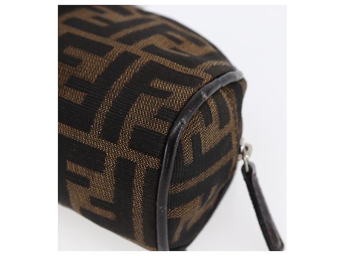 Borsa a mano in tela Zucca FENDI Nera Marrone Auth 154968 Nero - vista 14