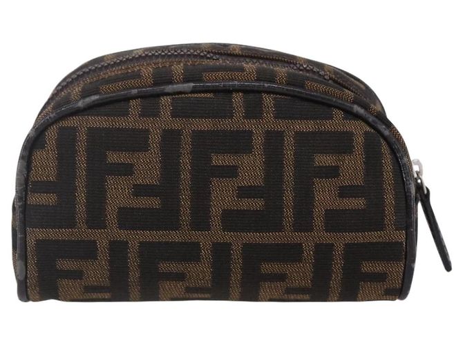 Borsa a mano in tela Zucca FENDI Nera Marrone Auth 154968 Nero - vista 2