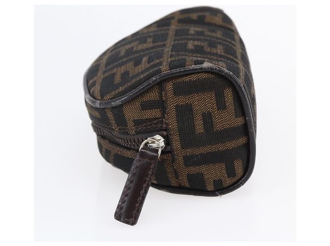 Borsa a mano in tela Zucca FENDI Nera Marrone Auth 154968 Nero - vista 3