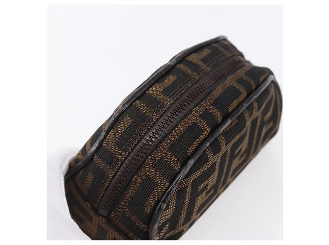 Borsa a mano in tela Zucca FENDI Nera Marrone Auth 154968 Nero - vista 5