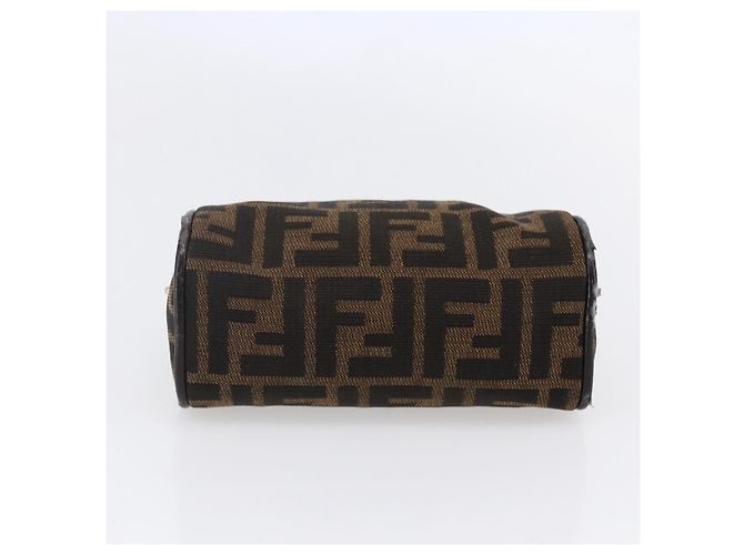 Borsa a mano in tela Zucca FENDI Nera Marrone Auth 154968 Nero - vista 6
