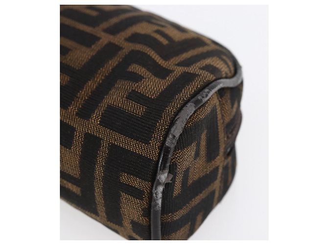 Borsa a mano in tela Zucca FENDI Nera Marrone Auth 154968 Nero - vista 7