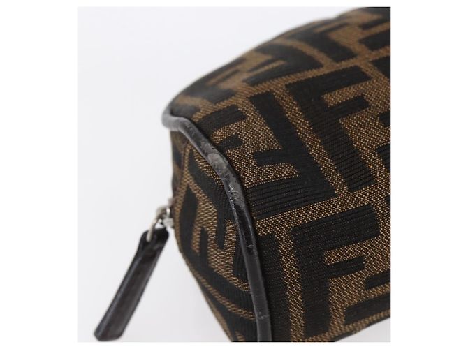 Borsa a mano in tela Zucca FENDI Nera Marrone Auth 154968 Nero - vista 8