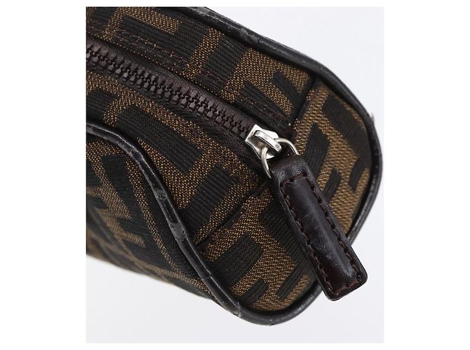 Borsa a mano in tela Zucca FENDI Nera Marrone Auth 154968 Nero - vista 9