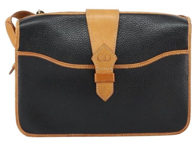 Borsa a Spalla Christian Dior in Pelle Nera e Oro Auth BA8210 Nero D'oro - vista 13