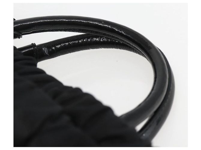 Borsa a mano Salvatore Ferragamo in nylon smaltato 2 in 1 nera Auth BA8225 - vista 14