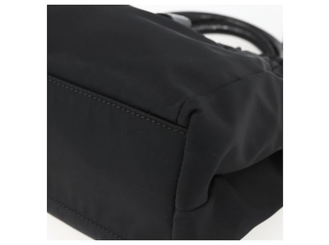 Borsa a mano Salvatore Ferragamo in nylon smaltato 2 in 1 nera Auth BA8225 - vista 16