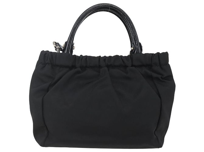 Borsa a mano Salvatore Ferragamo in nylon smaltato 2 in 1 nera Auth BA8225 - vista 2