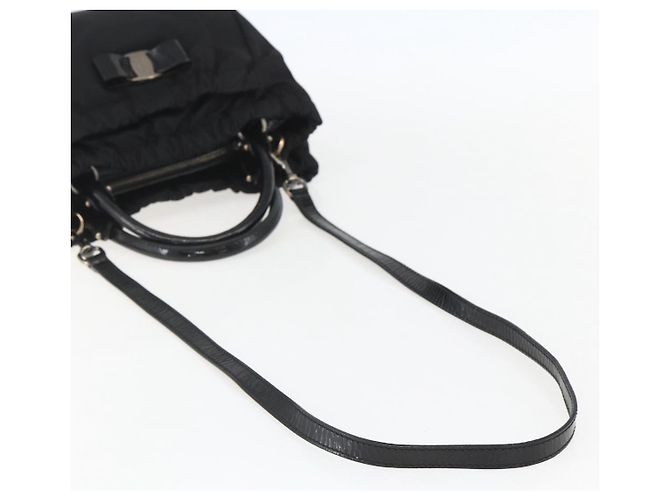 Borsa a mano Salvatore Ferragamo in nylon smaltato 2 in 1 nera Auth BA8225 - vista 8