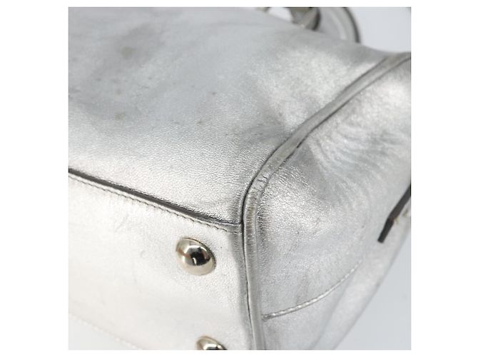 SAINT LAURENT Borsa a mano in pelle 2 vie Argento 297957 Auth bs31199 - vista 10