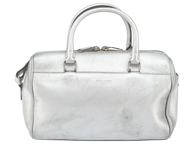 SAINT LAURENT Borsa a mano in pelle 2 vie Argento 297957 Auth bs31199 - vista 13