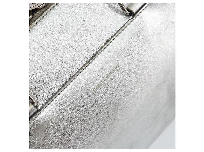 SAINT LAURENT Borsa a mano in pelle 2 vie Argento 297957 Auth bs31199 - vista 18