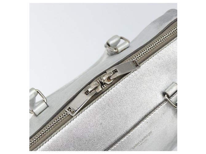 SAINT LAURENT Borsa a mano in pelle 2 vie Argento 297957 Auth bs31199 - vista 19