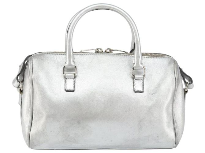 SAINT LAURENT Borsa a mano in pelle 2 vie Argento 297957 Auth bs31199 - vista 2
