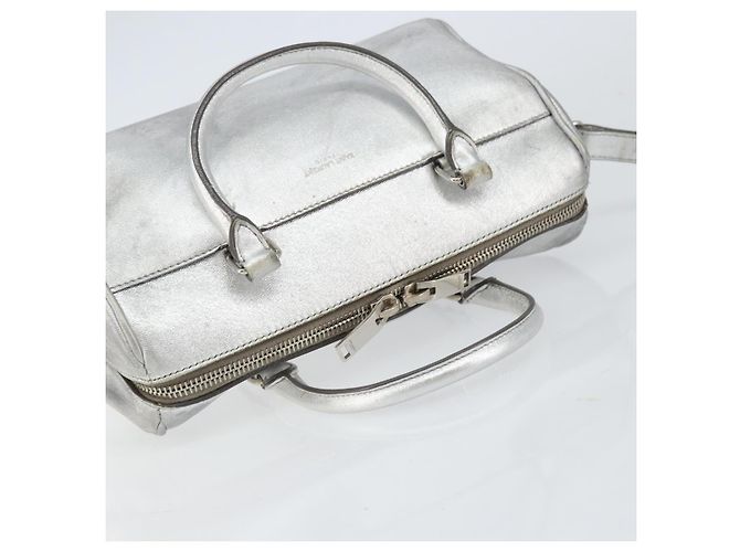 SAINT LAURENT Borsa a mano in pelle 2 vie Argento 297957 Auth bs31199 - vista 6