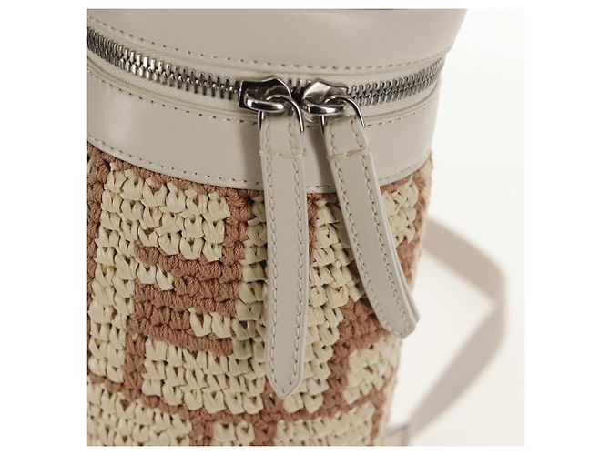 FENDI Zucca Canvas Flaschenhalter Tasche Strohhut 2-Wege Silber Braun Auth 142983SAV - Ansicht 21