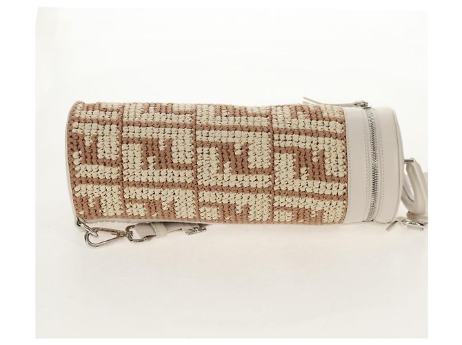 FENDI Zucca Canvas Flaschenhalter Tasche Strohhut 2-Wege Silber Braun Auth 142983SAV - Ansicht 4